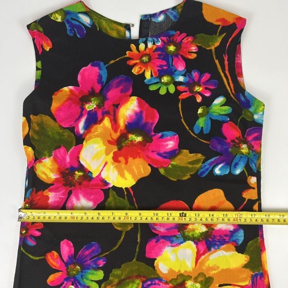 Vtg GoGo Dress Sz M Matching Shawl & Skirt‎ Handmade Bright Flowers Pom Pom Trim - Picture 12 of 16